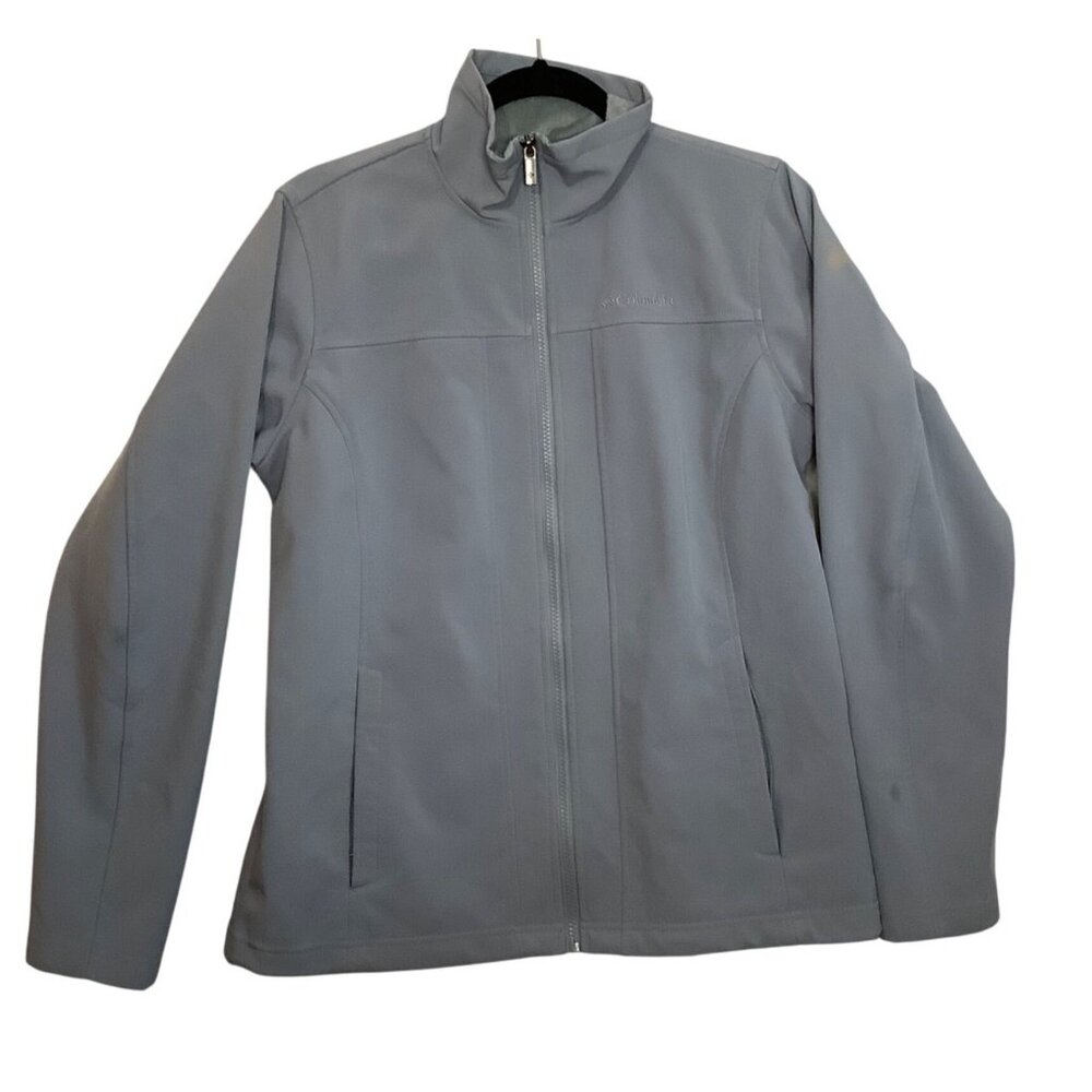 Columbia Women Medium Gray‎ Full-Zip Softshell Jacket Fleece Lining Waterproof